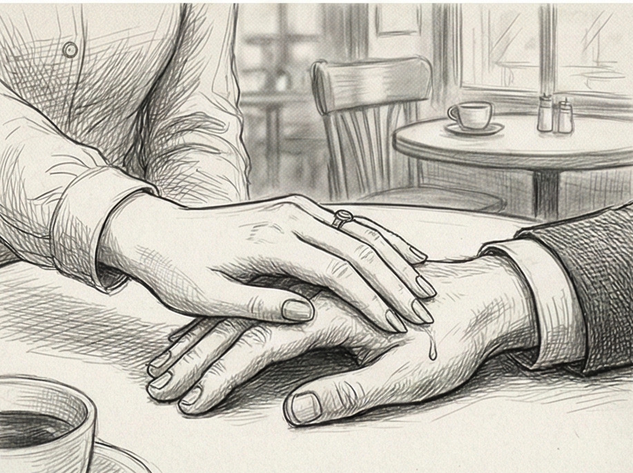 Rencontre émouvante avec une femme mystérieuse dans un café